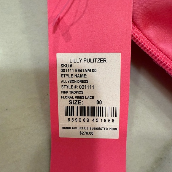 Lilly Pulitzer Allyson Dress Size 00 Pink Tropics Floral Lace NWT - Picture 12 of 16